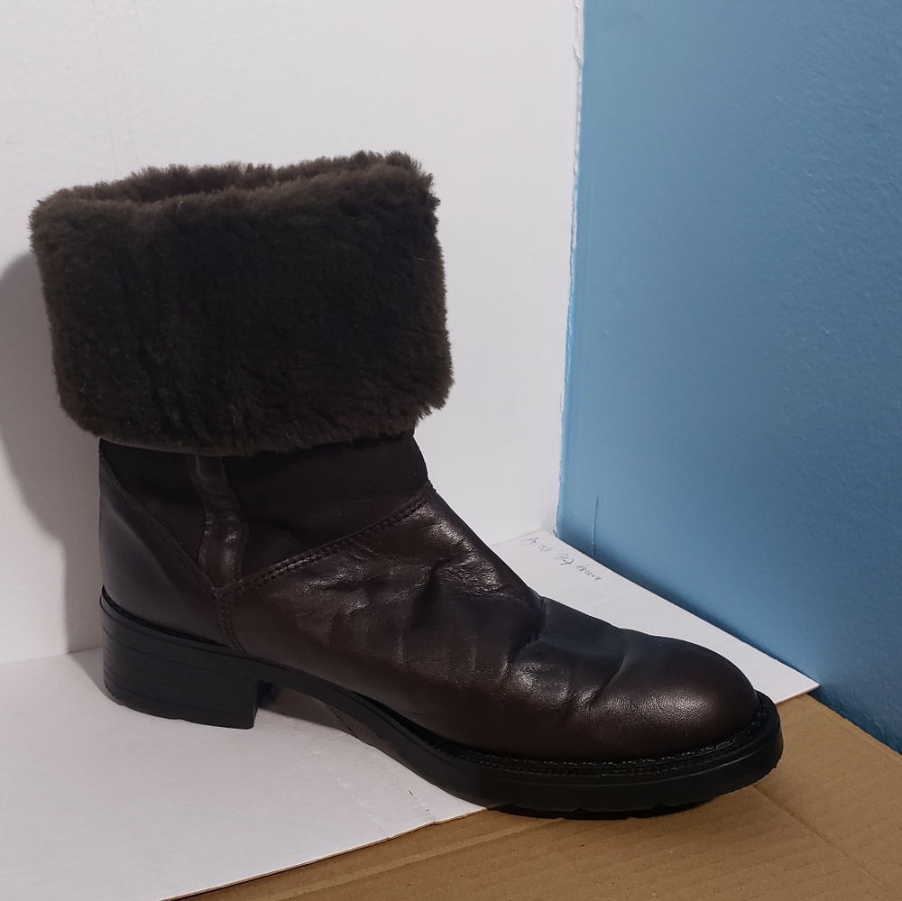Henri Pierre Quebec Waterproof Leather Sheepskin Shearling Boot Choc Brown w8us